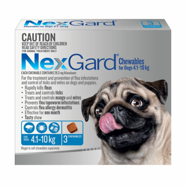 NexGard Blue Chews for Medium Dogs (4.1-10kg) - 3 Pack