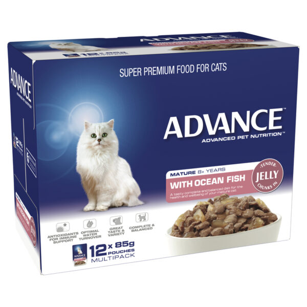 Advance Mature Cat 8+ with Ocean Fish in Jelly 85g x 12 Pouches