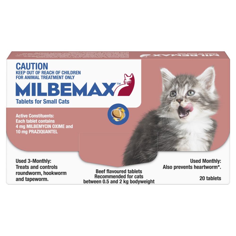 Milbemax Allwormer Tablets for Cats (0.5-2kg) - 20 Pack